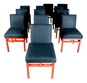 Set of Twelve Art Moderne Red Dining Chairs, 1940s