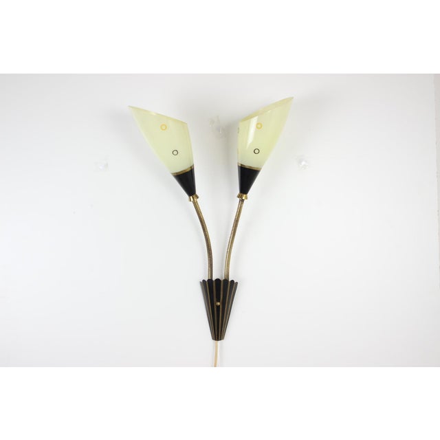 Mid-Century Brass & Glass Wall Lamp, 1960s For Sale - Image 3 of 17
