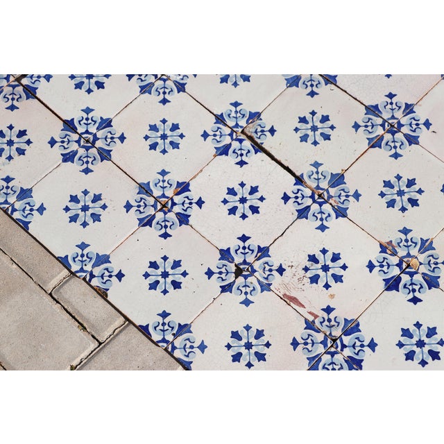 Ceramic 19th Century Floral Blue & White Set of Sixty Portuguese Tiles For Sale - Image 7 of 18