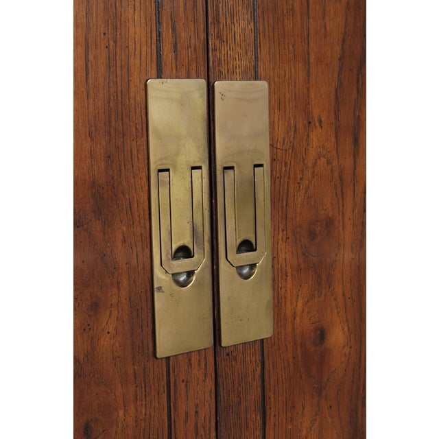 Henredon Campaign Style Oak Bedroom Armoire For Sale - Image 12 of 17