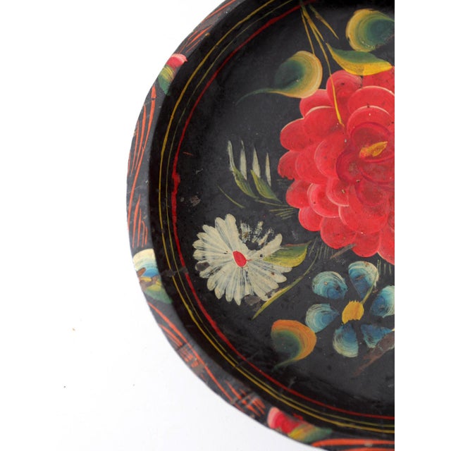 Vintage 1950s Hand-Painted Floral Wooden Bowl For Sale - Image 13 of 18