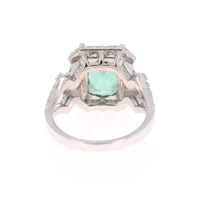 4.81 Carat Tourmaline Diamond 14 Karat White Gold Ring, Size 7 For Sale - Image 4 of 5
