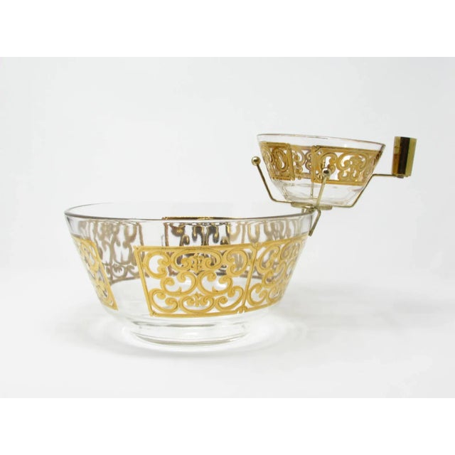 Gold Vintage Georges Briard Spanish Gold 2-Tier Serving Bowl With 22k Decoration For Sale - Image 8 of 13
