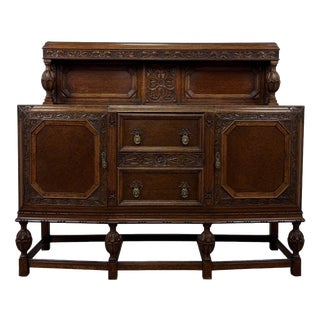 Antique 20th Century Carved Oak Sideboard For Sale