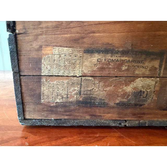 Antique Jelke "Good Luck" Margarine Advertising Wooden Crate – Primitive Country Store Box With Original Illinois Tax Labels For Sale In Boston - Image 6 of 14
