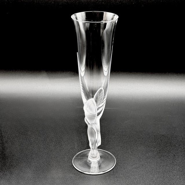 Fabergé "snow doves" crystal champagne flutes – complete set of twelve, individually boxed, france, c.1960s a rare and...