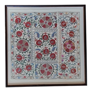 Vintage Suzani Textile Framed For Sale