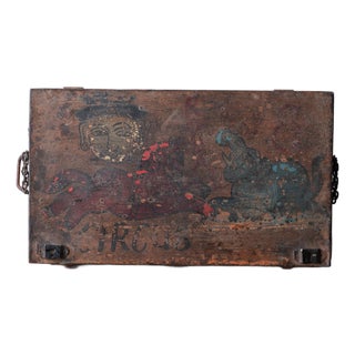 Painted Iron Folk Art Circus Trunk for D. Beer, c.1925 For Sale