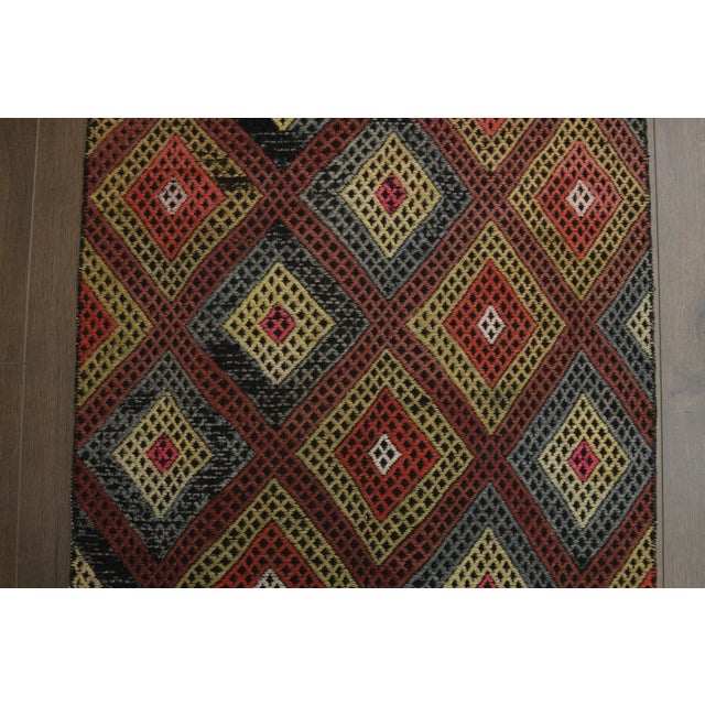 1970s Vintage Turkish Oushak Handmade Wool Cotton Red Runner Rug For Sale - Image 6 of 11