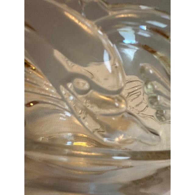 Tiffany & Co. Mid Century Modern Clear Art Glass Crystal Bowl With Dolphins 8"x 5" For Sale - Image 13 of 15