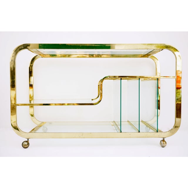 Milo Baughman Brass & Glass Bar Cart Console Table Chairish