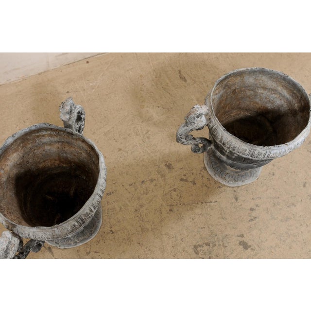18th Century French Pair Lead Urn Planters For Sale - Image 12 of 12