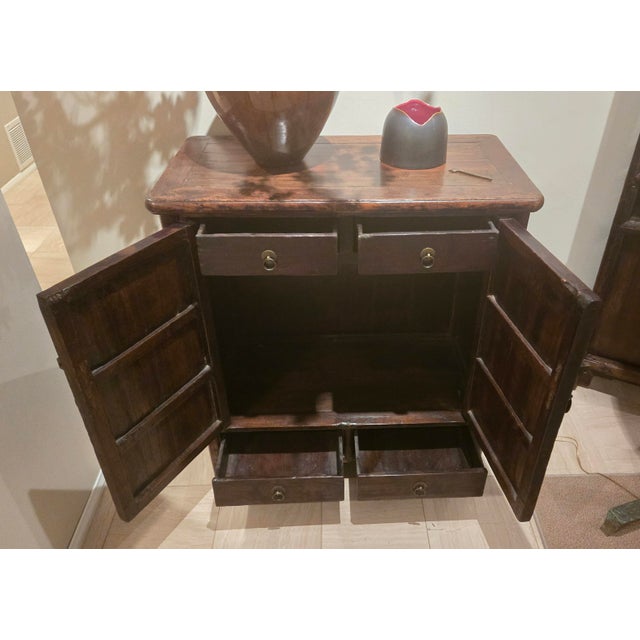 Brown Chinese Lacquered Cabinet Armoire For Sale - Image 8 of 9