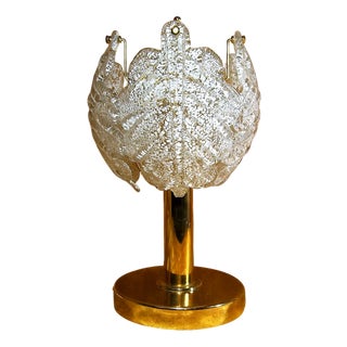 Vintage Murano Crystal and Brass Table Lamp, 1960s For Sale