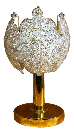 Vintage Murano Crystal and Brass Table Lamp, 1960s
