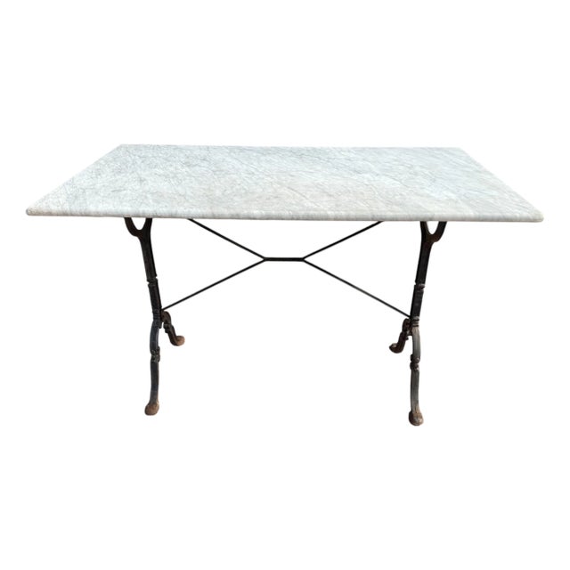 French Cast Iron and Marble Bistro Table, 1960s For Sale