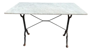 French Cast Iron and Marble Bistro Table, 1960s