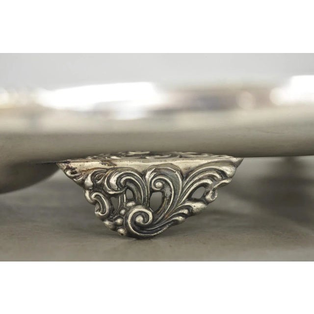 Vintage Amston Victorian Silver Plated Meat Cutlery Oval Serving Platter Tray For Sale - Image 4 of 11