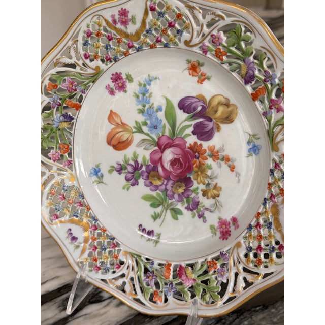 Vintage Schumann Bavaria Chateau Pattern Compote and Luncheon Plate - A Pair For Sale - Image 14 of 17