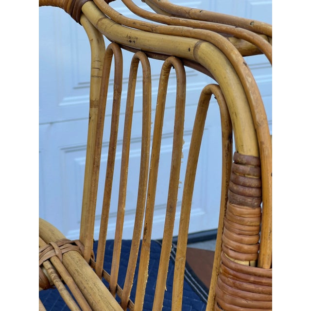 Tribal Vintage Coastal Rattan Barrel Lounge Chairs, Pair – Palm Beach Organic Modern Style For Sale - Image 3 of 12