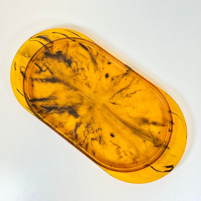Hollywood Regency 1970s Vintage Hollywood Regency Boho Chic Faux Tortoise Acrylic Lucite Tray For Sale - Image 3 of 14