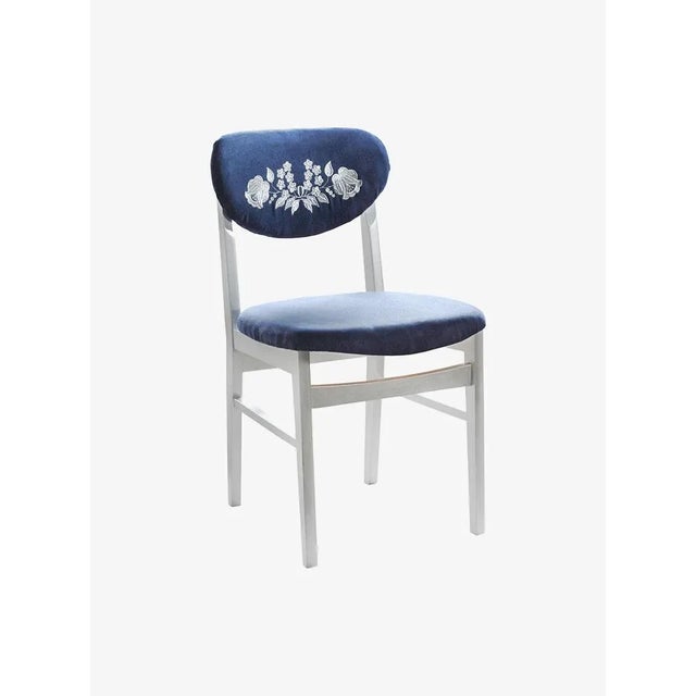 1950s Kalocsa Patterned Blue Chair, 1950s For Sale - Image 5 of 5