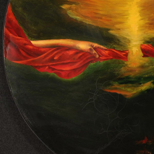 Italian Artist, Expressionist Subject, 1988, Round Oil on Canvas For Sale - Image 13 of 14