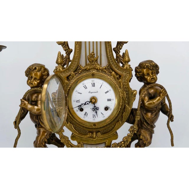 Late 19th Century Regnault À Paris, Signed. Circa 1890. Garniture Gilt Bronze For Sale - Image 5 of 8