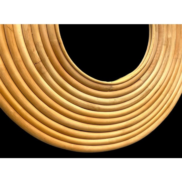 1970s 1970s Large Scale Organic Modern Rattan Round Wall Mirror - Crespi Style For Sale - Image 5 of 5