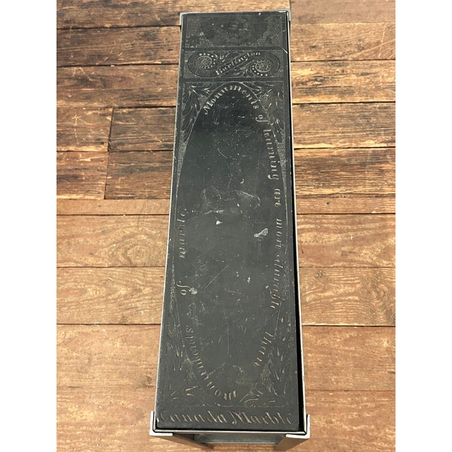 One of a Kind Drinks Side Table With Etched Marble Top & Iron For Sale In Philadelphia - Image 6 of 12