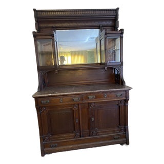 Late 19th Century Victorian Eastlake Style Walnut Sideboard Buffet For Sale