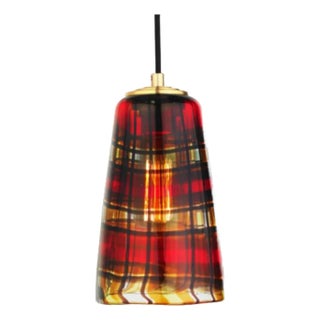 Tartan by Oggetti Mouth-Blown Venetian Glass Pendant Light, Amber Gunmetal For Sale