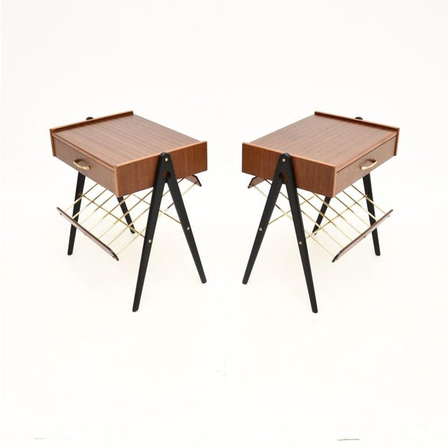 Swedish Teak Bedside Tables, 1960s, Set of 2 For Sale - Image 4 of 11