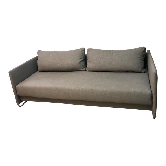 CB2 Tandom Microgrid Grey Sleeper Sofa Chairish