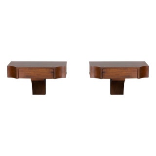 Acerbis Suspended Wooden Bedside Tables, 1970, Set of 2 For Sale