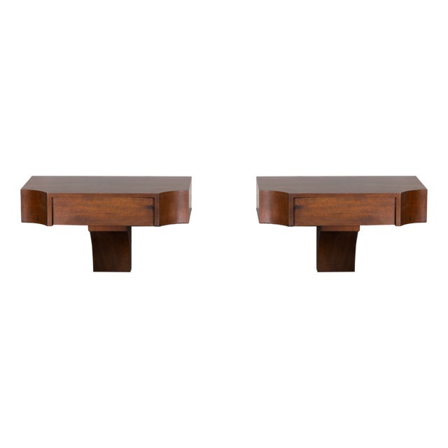 Acerbis Suspended Wooden Bedside Tables, 1970, Set of 2 For Sale