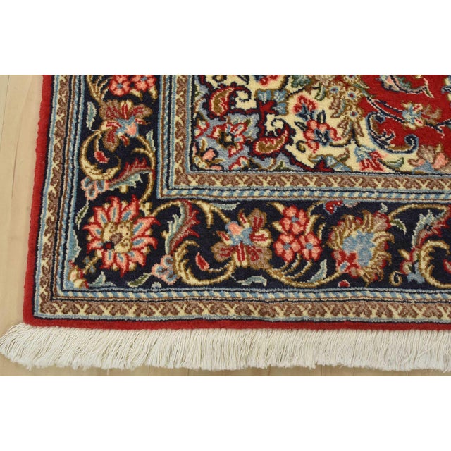Fine Qom Rug 3’5” X 4’10” Red Wool/Silk Traditional Hand-Knotted Carpet For Sale - Image 9 of 12
