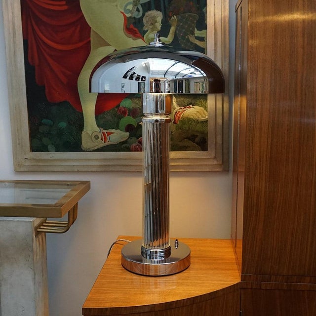 Metal Art Deco Tall Table Lamps, Set of 2 For Sale - Image 7 of 9