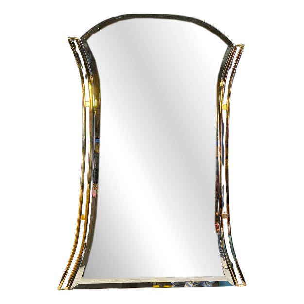 Vintage Belgian Brass Mirror, 1970s For Sale