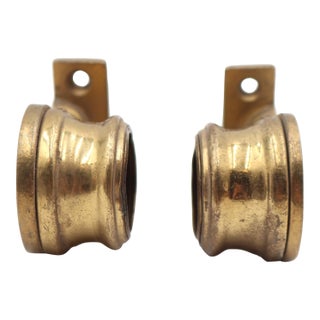 Pair of Reclaimed Surface Mount Towel Bar Brass Brackets For Sale
