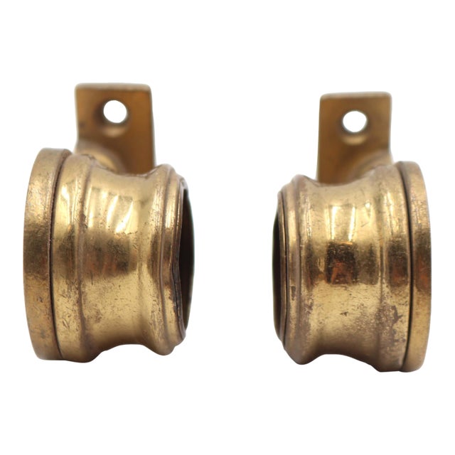 Pair of Reclaimed Surface Mount Towel Bar Brass Brackets For Sale