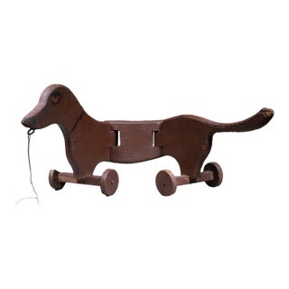 Vintage Wooden Jointed Wiener Dog c.1940 For Sale