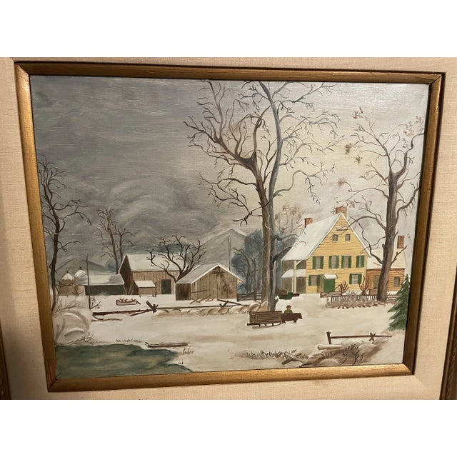 This absolutely charming folk art painting was sourced from a 19th century Victorian mansion on the banks on the Delaware...