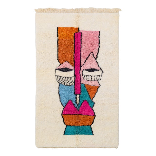 Hand-Knotted Wool Rug by Azele Studio For Sale