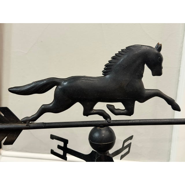 Vintage Full-Bodied Running Horse Weathervane on Painted Wood Display Base For Sale - Image 11 of 18