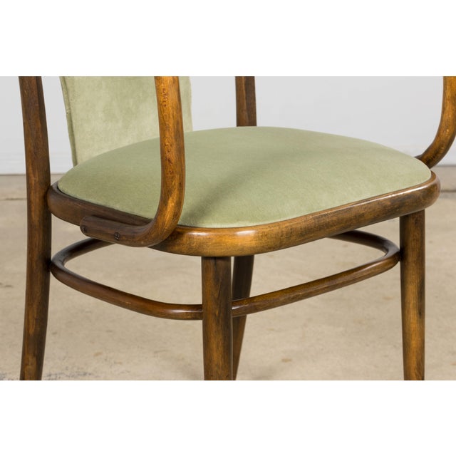 1950s Thonet Bentwood Armchairs in Willow Green Velvet – Pair For Sale - Image 16 of 18