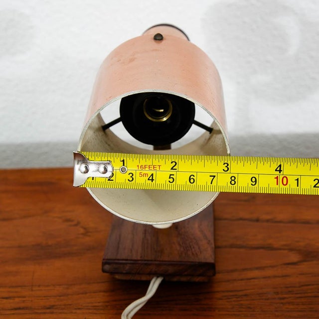 Mid Century Modern Wall Sconce Lamp Lighting Rosewood Copper Denmark MCM For Sale - Image 10 of 10