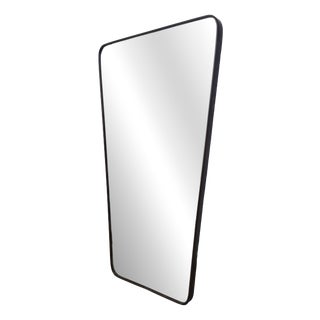 Vintage Mirror with Brass Sinuose Frame in the style of Gio Ponti, 1950s For Sale