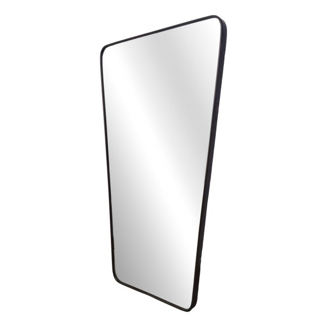 Vintage Mirror with Brass Sinuose Frame in the style of Gio Ponti, 1950s For Sale