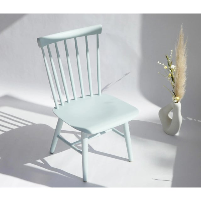 Mid-Century Modern Baby Blue Wooden Chair For Sale - Image 10 of 10